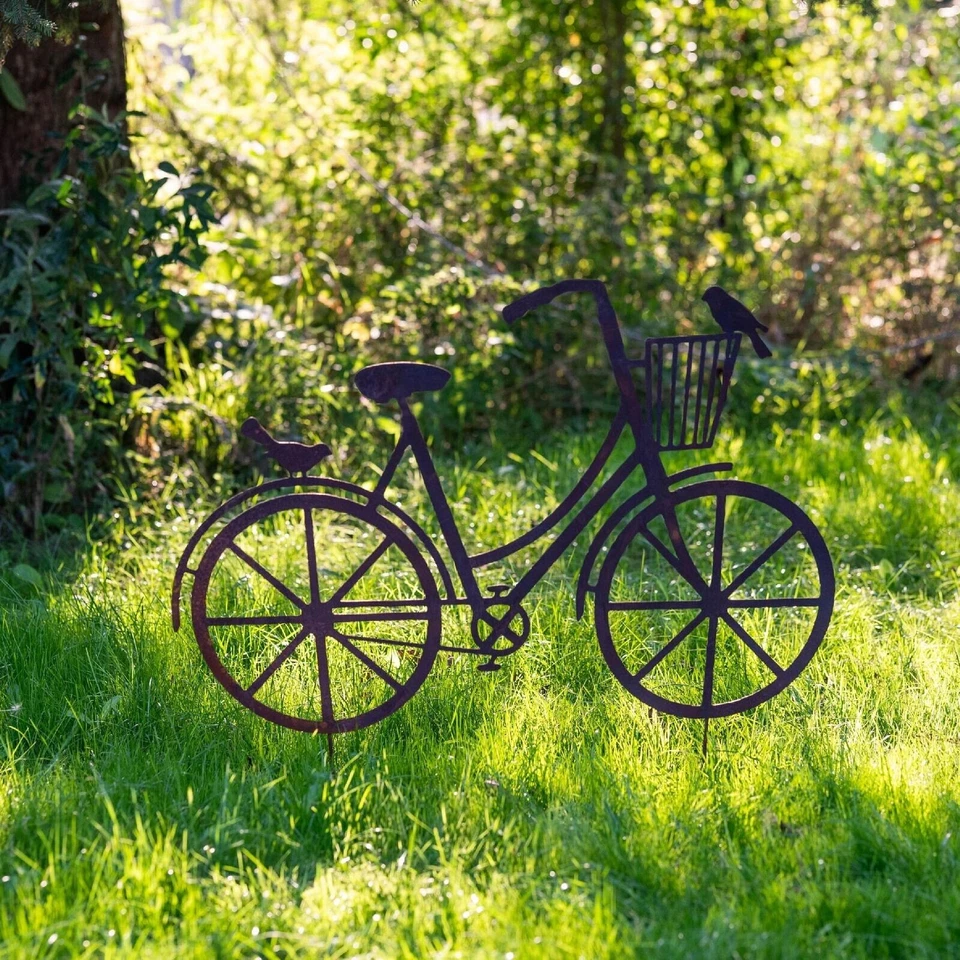 Fahrrad Edelrost Metal Gross Gartendeko Rad Bike Gartenstecker Breite 80 cm Rost