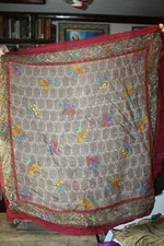 Vintage Scarf Approx 39" x 39" Floral Paisley Raw Edges 