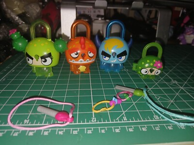 Lock Stars Monster Figures Keychains Lot Of 4 Locks