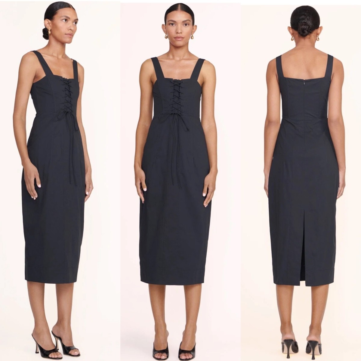 STAUD sutton lace up corset dress Sz 8 black $400 | eBay