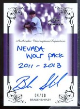 Braden Shipley Rookie Card 2013 Leaf Trinity Inscriptions Gold #DTIBS1 