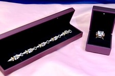 LAGOS CAVIAR 18K Yg & Argento Sterling Set: Ring&bracelet W/Topazio Bianco,