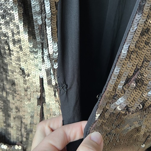 Boston Proper Sequin Jacket Blazer Lined Gold Bronze Size M Mob Wives New Years - Picture 5 of 12