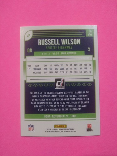 2018 Donruss Russell Wilson Seattle Seahawks - Bild 2 von 2