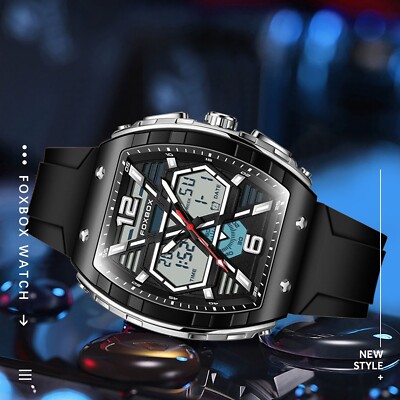 LIGE Men's Watch Digital Analog Luminous Waterproof Sport Male Wristwatch Boxed