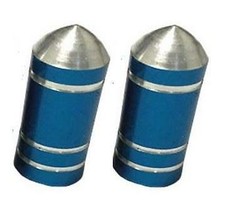 2x Metallic BLUE Metal Steel Dust Valve Wheel Tyre Caps (DC8) Motorbike G