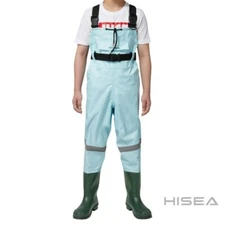 Hisea Mint green Kids Nylon PVC Chest Waders Age 10/11 Shoe size 10 US kids