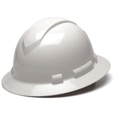 Pyramex WHITE FULL BRIM ANSI SAFETY CONSTRUCTION Hard Hat 4PT Ratchet Suspension