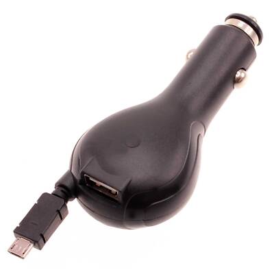 Car Charger Retractable USB Port Micro-USB DC Socket Power for Cell Phones
