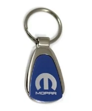 Mopar Parts Blue Teardrop Shaped Key Chain Fob Ring Logo Official Licensed