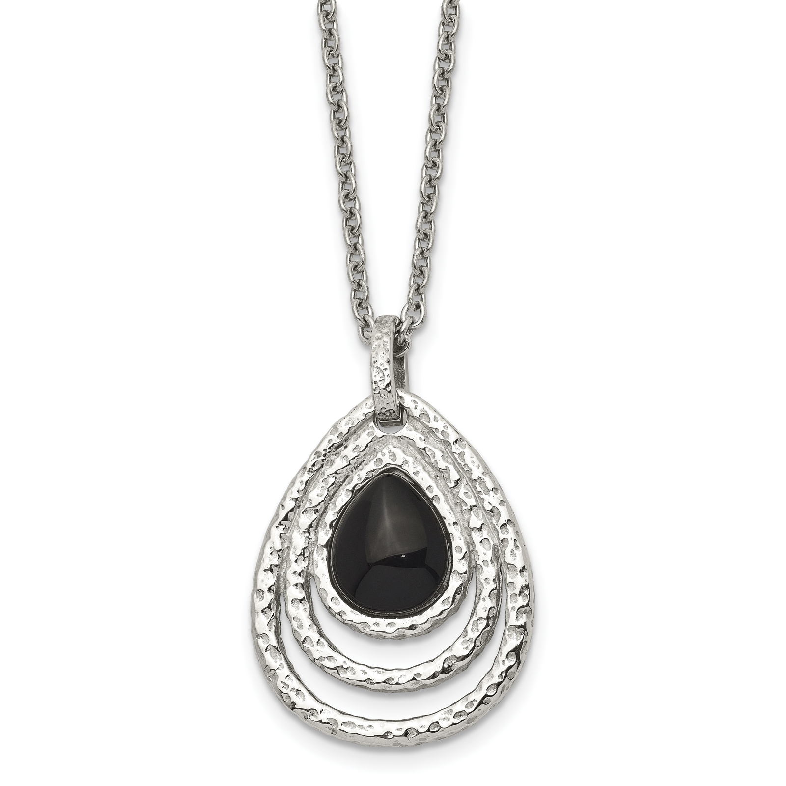 Chiseled Black Onyx Pendant on 18