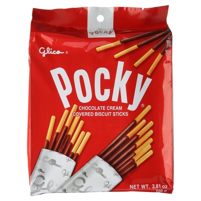 Glico Pocky Chocolate Cream Covered Biscuit Sticks 9 Individual Bags 4.13 oz