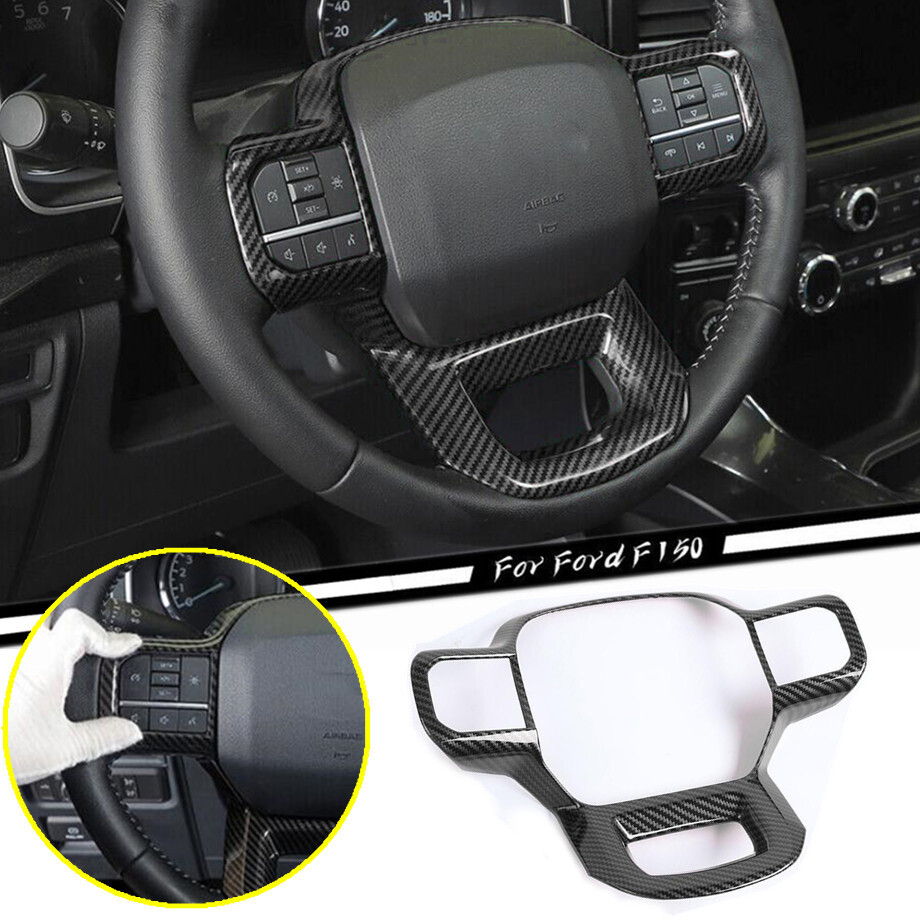 Carbon Fiber Steering Wheel Panel Cover Trim For Ford F150 2021-2023 Accessories