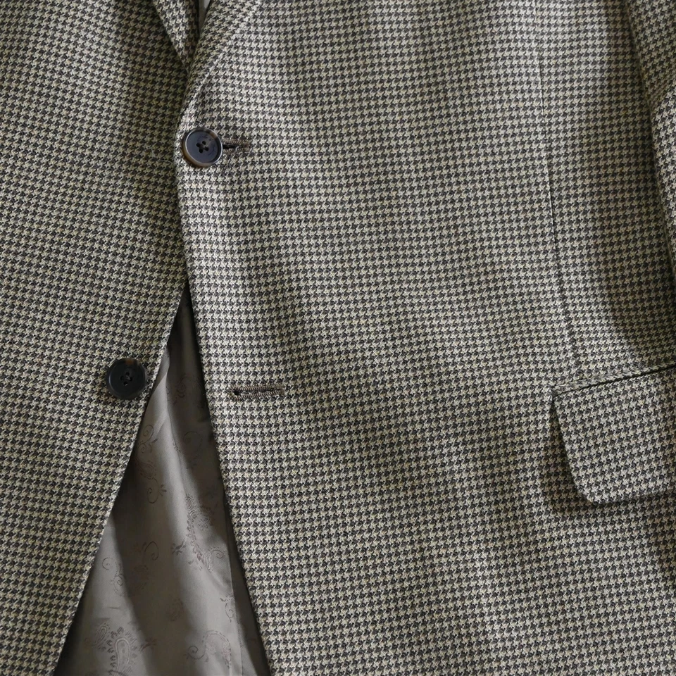 Blazer Abrigo Deportivo Chaqueta Nordstrom 46R Marrón Pata de Gallo Lana Hecho en EE. UU. Foto 3 de 4