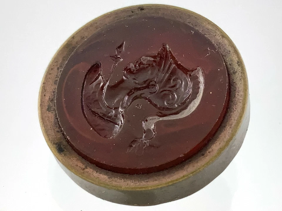 Latón macizo con cera de vidrio tipo sello botón de ropa patrón de caballero de 0,75 pulgadas 295B Foto 2 de 4