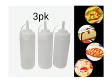 3pk Plastic Condiment Squeeze Bottle Ketchup Mastard Sauce Dispenser 12 oz 