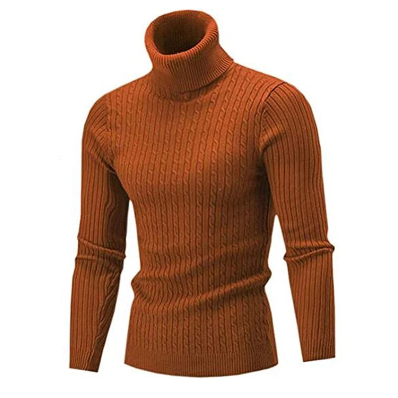 Suéter Jersey Para Hombre Cuello Alto Suave 2025 Tejido Cálido Otoño/Invierno. Foto 3 de 4