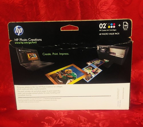 HP 02 Ink Cartridges Combo Pack +150 Sheets Photo Paper Exp 03/2013 New Sealed - Picture 18 of 24