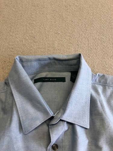 Perry Ellis Button Up Shirt Mens Large Blue 100% Cotton Collared Dress - Picture 3 of 5