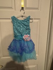 Weissman Turquoise Blue  Pink Aqua Sequin Dance Costume Size M Child IC