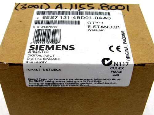 NEW SEALED 5 PCS PER BOX SIEMENS 6ES7 131-4BD01-0AA0 MODULE 6ES71314BD010AA0 - Picture 2 of 2