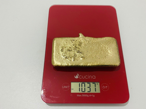 1037 Grams Scrap Gold Bar For Gold Recovery Melted Different Computer Coins Pins