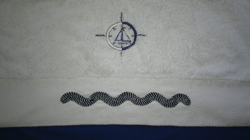 3 White Nautical Anchor Ship Wheel 100% Cotton Towels, 1 Akova Bath 2 Orris Hand - Picture 2 of 10