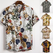Mens Hawaiian Shirts Short Sleeve Beach Shirt Holiday Summer Floral Aloha Shirts