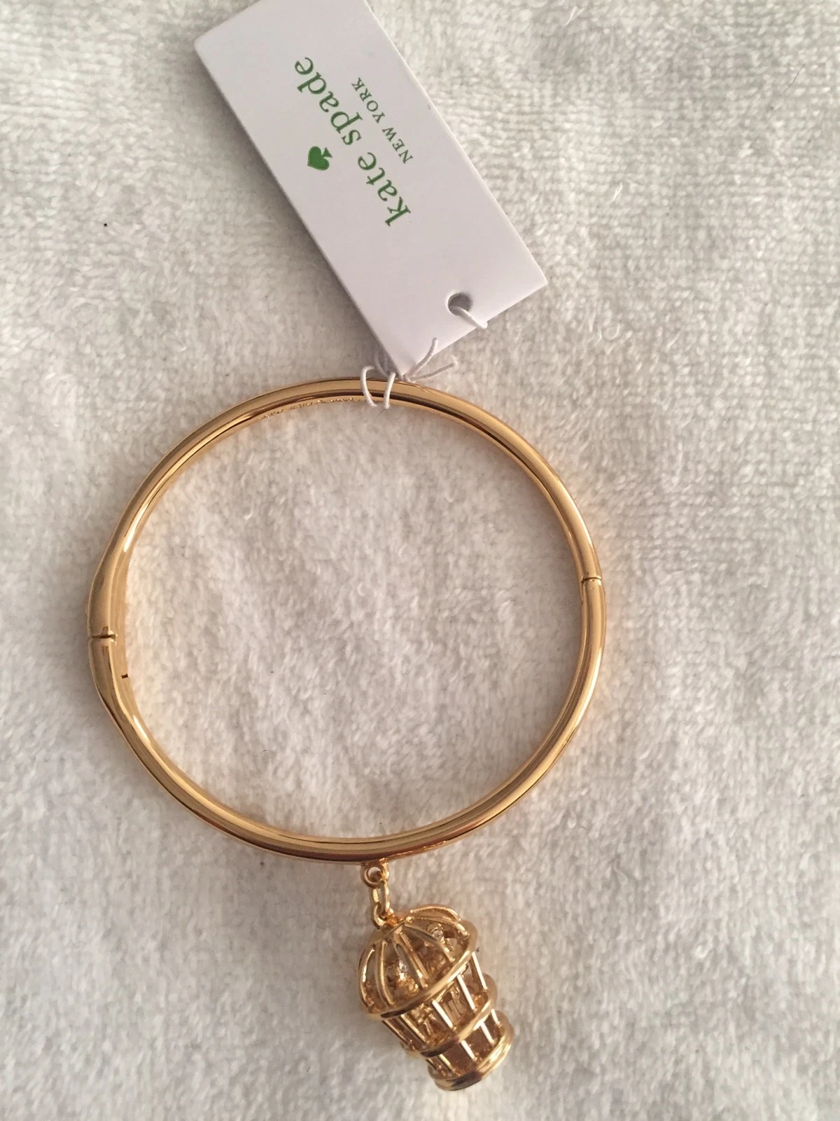 Bracciale Kate Spade in gabbia tono oro nuovo con etichetta spedizione gratuita
