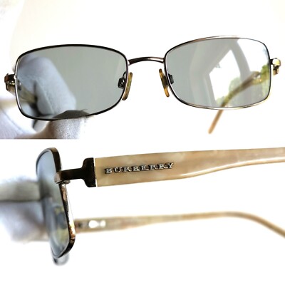 occhiali da sole BURBERRY B1048 vintage sunglasses rectangular silver gray cream