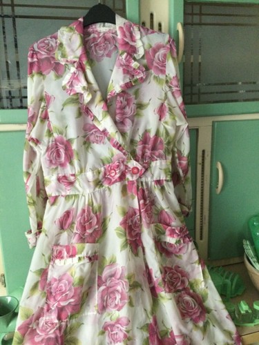 Original vintage década de 1950 ""Housecoat"" hecho a mano, delicado, clásico, Rockabilly 12/14. - Imagen 2 de 11