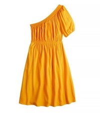 Nine West One-Shoulder Asymmetrical Orange Midi Dress Comfy Party NWT Size XXL