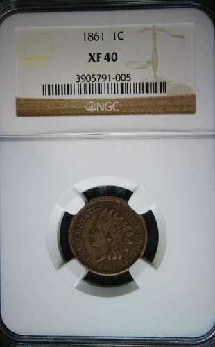 1861 Indian Head Cent - NGC XF40 - Nice Early Indian Head Coin!!
