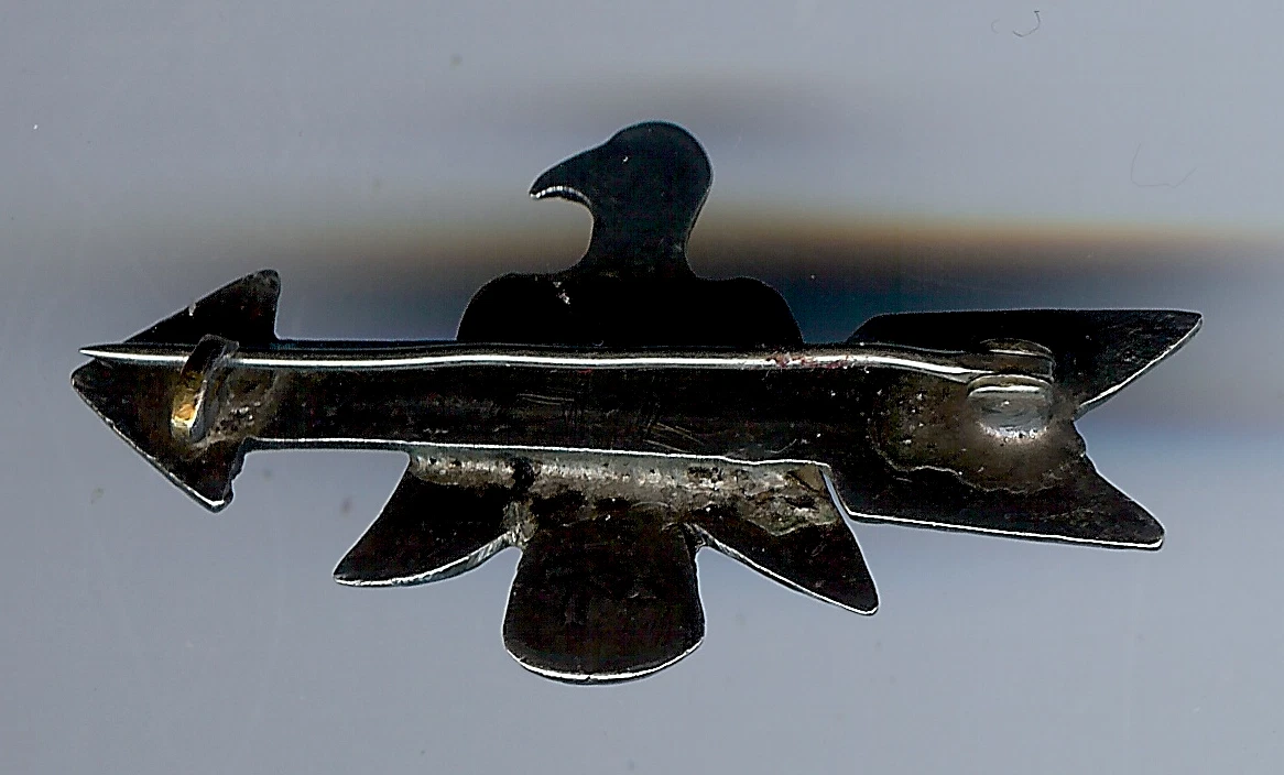 VINTAGE 1930'S NAVAJO INDIAN SILVER TURQUOISE THUNDERBIRD ARROW PIN BROOCH*