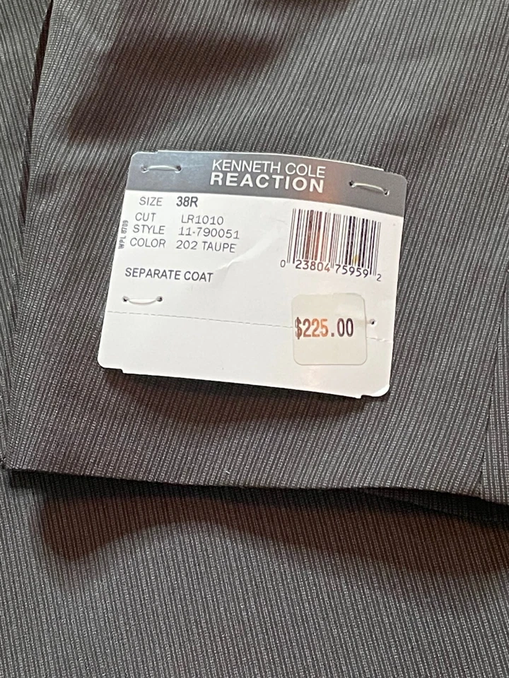 NWT Kenneth Cole Reaction Taupe Gray Pinstripe Blazer Sport Coat Suit Jacket 38R - Image 4 of 4