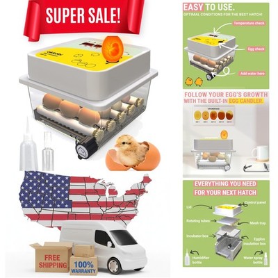 High-Precision Egg Incubator for 12 Eggs with Temperature Alarm & Candling Light