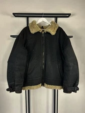 VTG  Streetwear Hysteric Japanese Style Leather Fur Mohair MA-1 Pilot Jacket 90s
