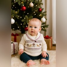 NWOT Janie and Jack Holiday 100 Cotton Fair Isle Sweater Vest Size 12-18 Months