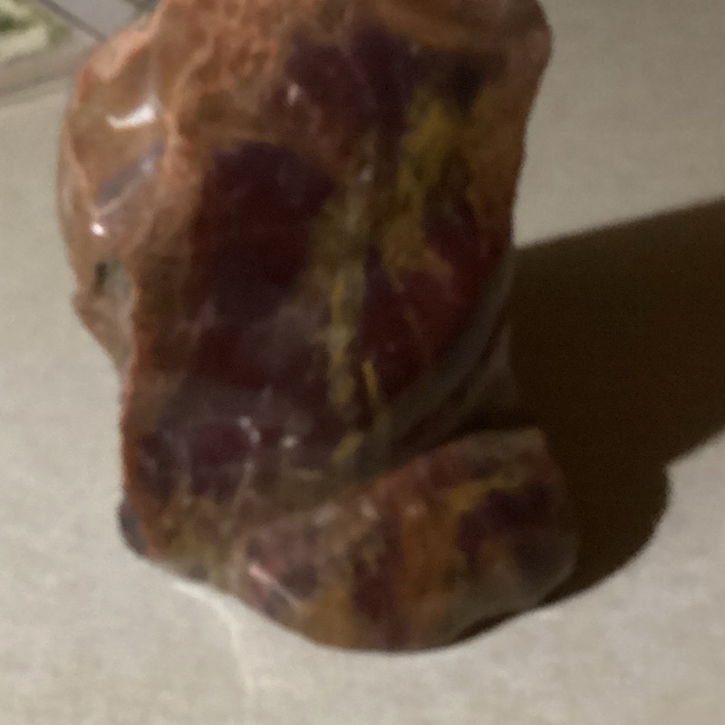 Petrified Wood Fossil Specimen Chunk w/ Polished Face, Rough Sides Brown Red