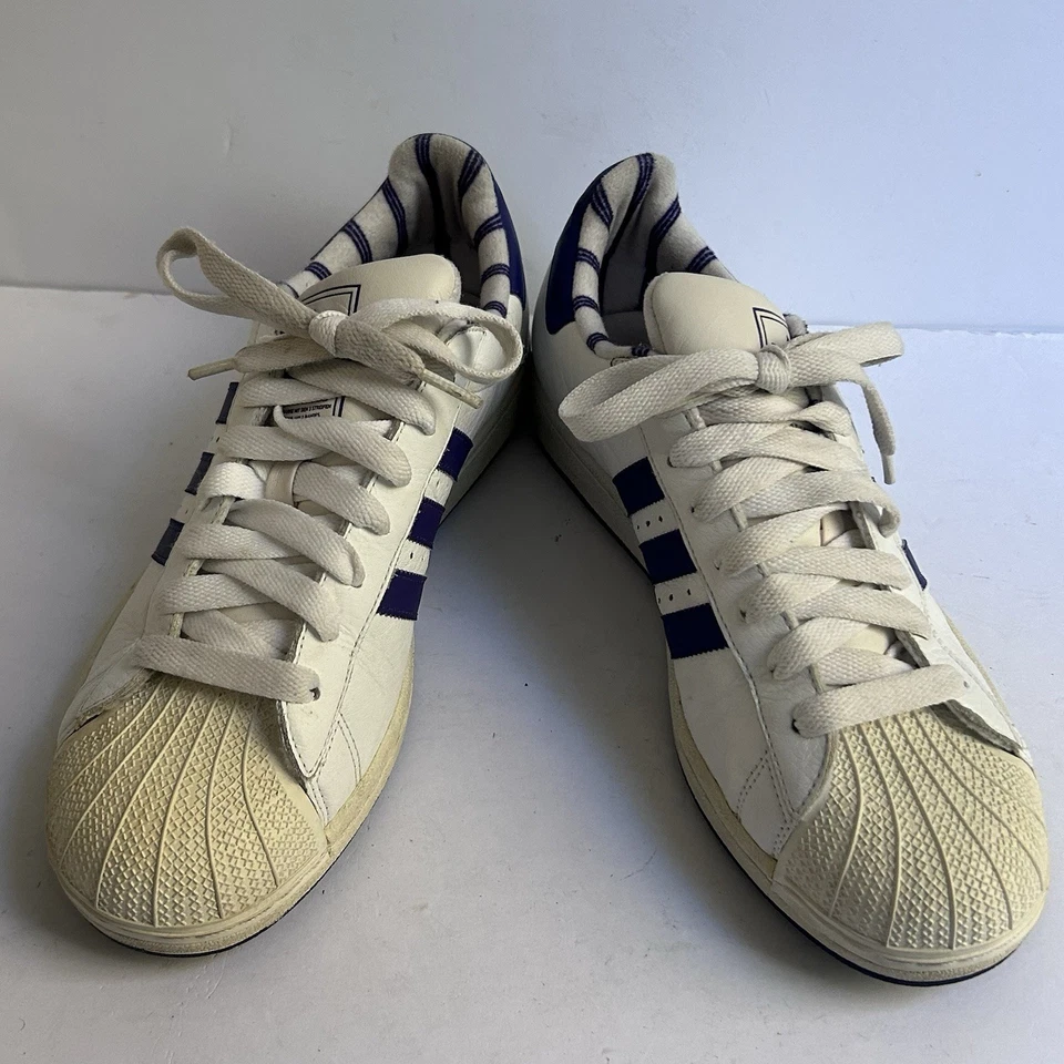 Adidas Superstar Hombre’s Tenis Núcleo Blanco Púrpura Rayas Talla US 9.5 Foto 3 de 4