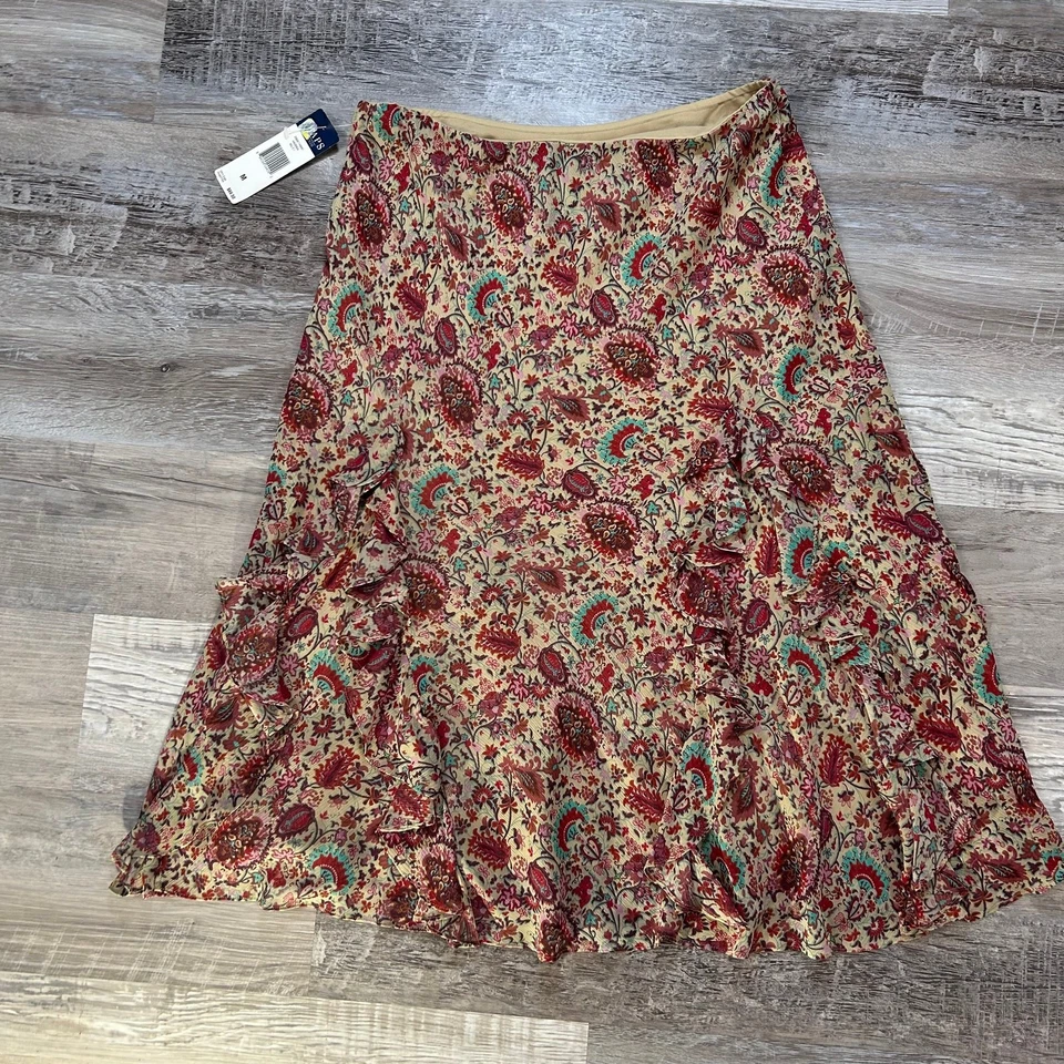 Falda midi floral con volantes vintage Y2K talla M nueva con etiquetas Foto 4 de 4