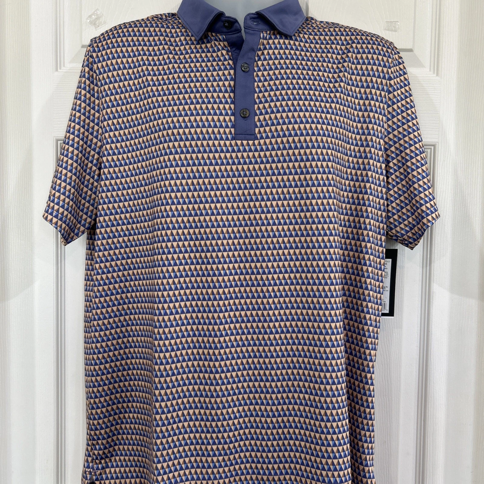 Rhone Men's L Polo Geometric Print Golf Sport Performance Stretch Flex