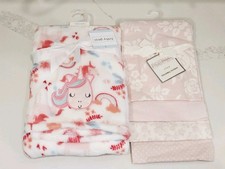 Baby Girl Blanket Set 4Pc Pink Unicorn Floral Receiving Blankets NWT