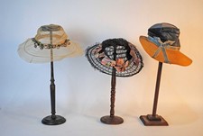 VINTAGE LADIES WIDE BRIMMED STRAW HATS, EARLY 1930s, LOT OF 3