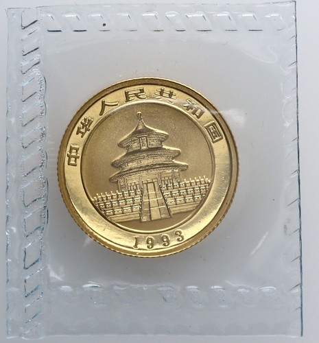 China Volksrepublik 10 Yuan 1993 Panda Gold 1/10oz pfr., stgl. - 第 2/3 張圖片