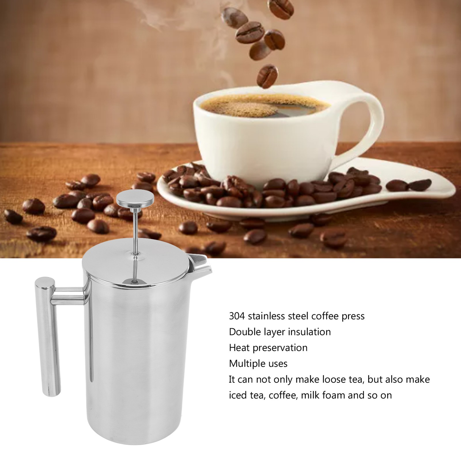 Coffee Maker 304 Stainless Steel Double Wall Teapot Hand Bre