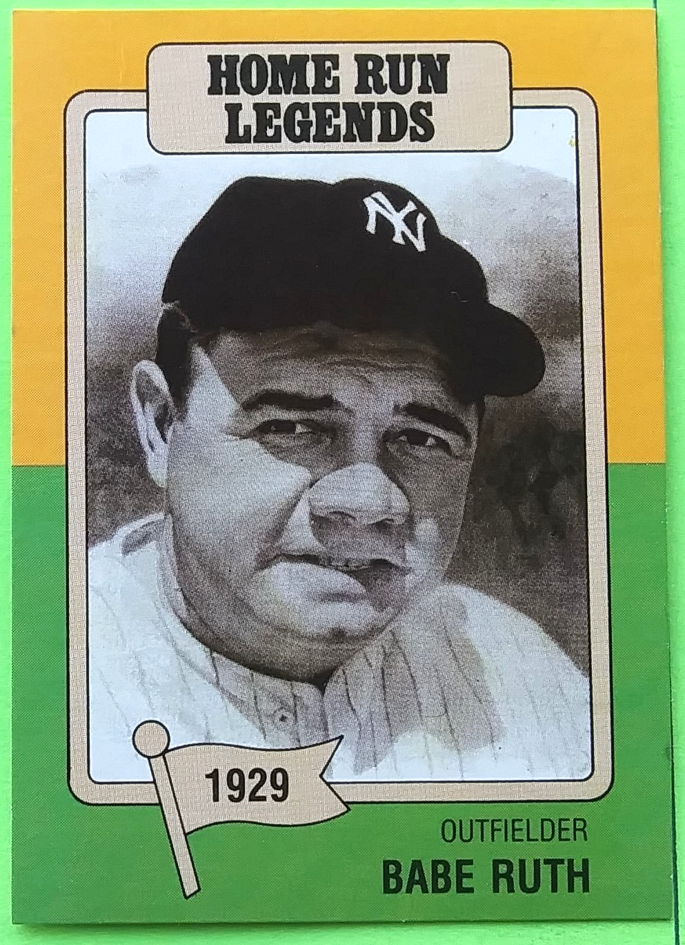 1986 Big League Chew Baseball Collector Card #2 of 12 Babe Ruth (N.Y. Yankees)