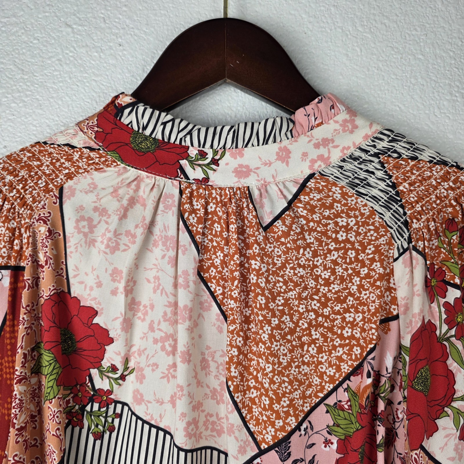 Fate M Boho Floral Patchwork Blouse Long Sleeve T… - image 10