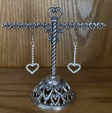 2  Dangling Rhinestone Heart Earrings Sparkly  Fun 