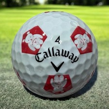 CALLAWAY TRUVIS LOGO GOLF BALL- 1 RARE 2018 RED JAPAN BEAR CHROME SOFT